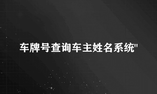 车牌号查询车主姓名系统