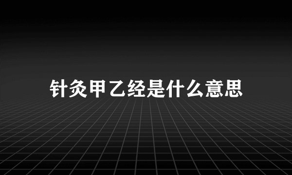 针灸甲乙经是什么意思