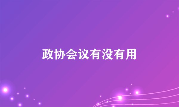 政协会议有没有用