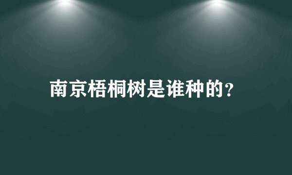 南京梧桐树是谁种的？