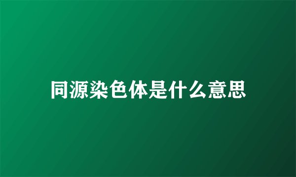 同源染色体是什么意思