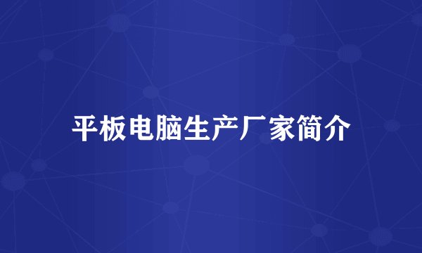 平板电脑生产厂家简介