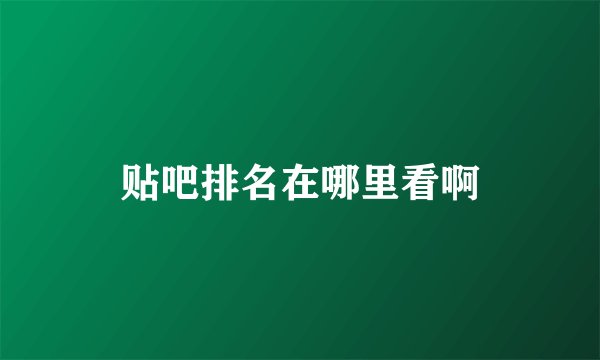贴吧排名在哪里看啊