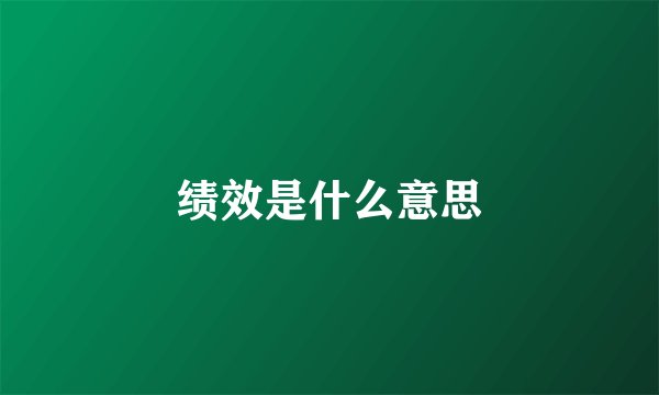绩效是什么意思