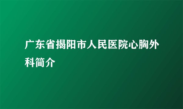 广东省揭阳市人民医院心胸外科简介