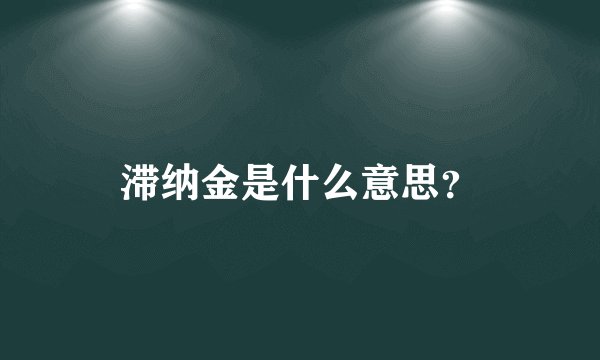 滞纳金是什么意思？