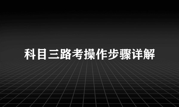 科目三路考操作步骤详解