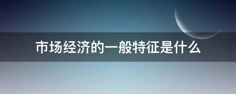 市场经济的一般特征是什么