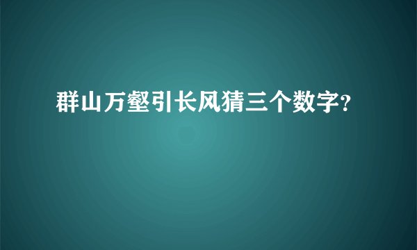 群山万壑引长风猜三个数字？