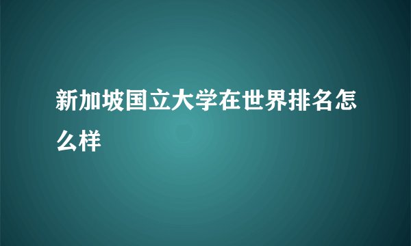 新加坡国立大学在世界排名怎么样