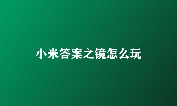 小米答案之镜怎么玩
