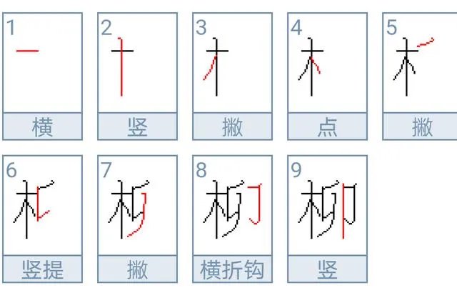 柳的笔画顺序怎么写的?