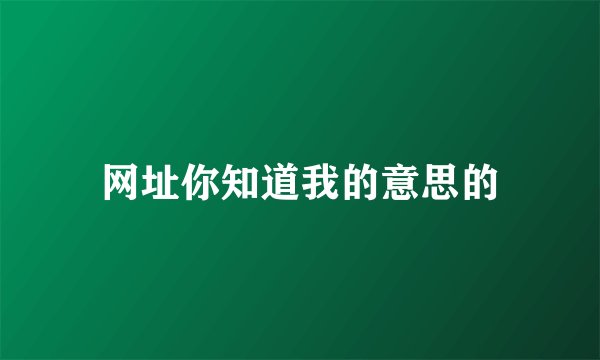 网址你知道我的意思的