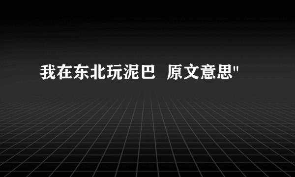 我在东北玩泥巴  原文意思
