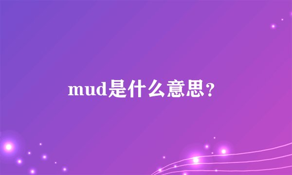 mud是什么意思？