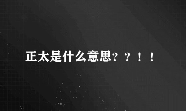 正太是什么意思??!!