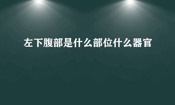 左下腹部是什么部位什么器官