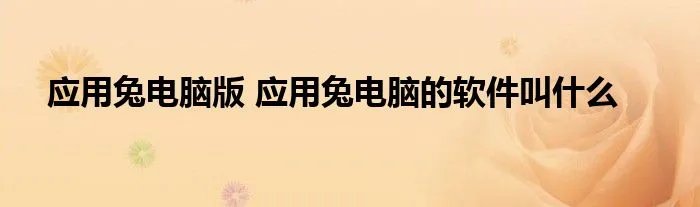 应用兔电脑版 应用兔电脑的软件叫什么