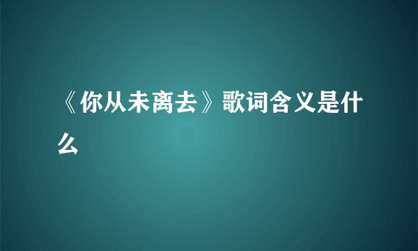 《你从未离去》歌词含义是什么
