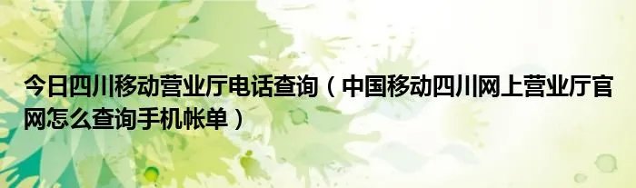 今日四川移动营业厅电话查询（中国移动四川网上营业厅官网怎么查询手机帐单）