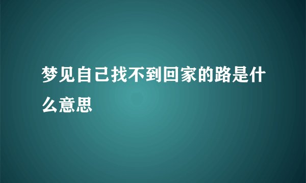 梦见自己找不到回家的路是什么意思