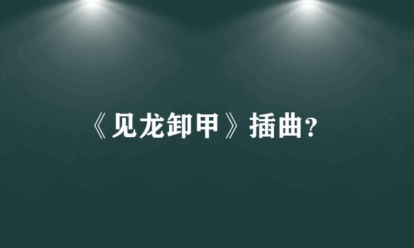 《见龙卸甲》插曲？