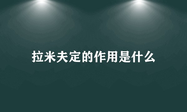 拉米夫定的作用是什么