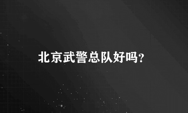 北京武警总队好吗?
