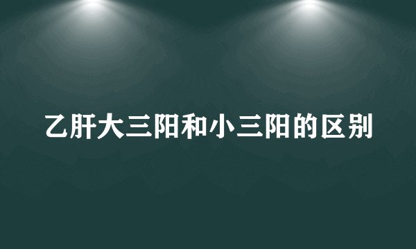 乙肝大三阳和小三阳的区别
