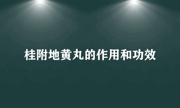 桂附地黄丸的作用和功效