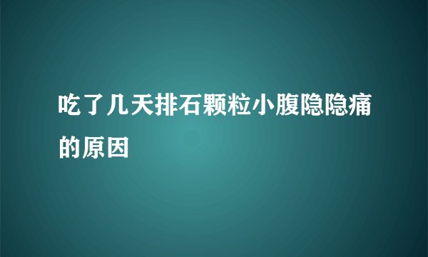 吃了几天排石颗粒小腹隐隐痛的原因