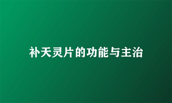 补天灵片的功能与主治