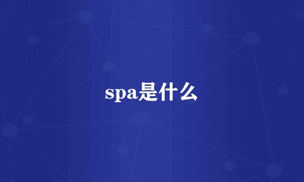 spa是什么