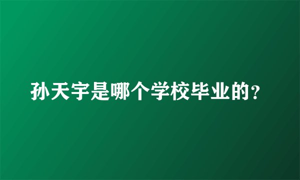 孙天宇是哪个学校毕业的？