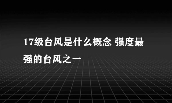 17级台风是什么概念 强度最强的台风之一