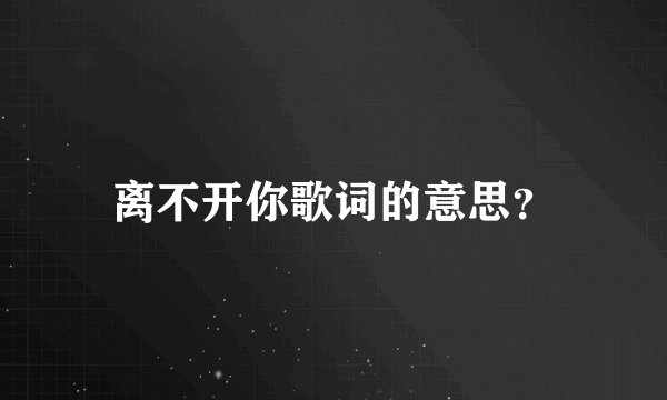 离不开你歌词的意思？
