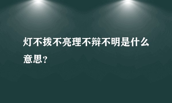 灯不拨不亮理不辩不明是什么意思？