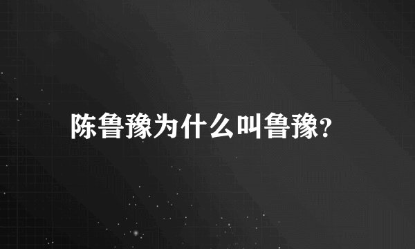 陈鲁豫为什么叫鲁豫？