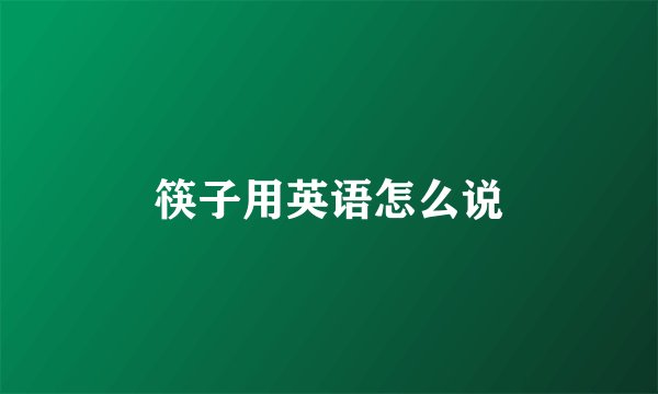 筷子用英语怎么说
