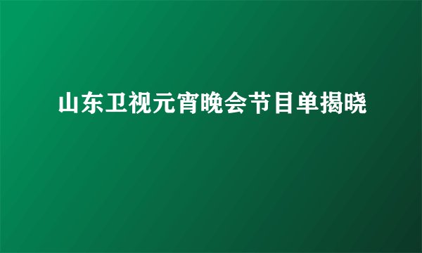 山东卫视元宵晚会节目单揭晓