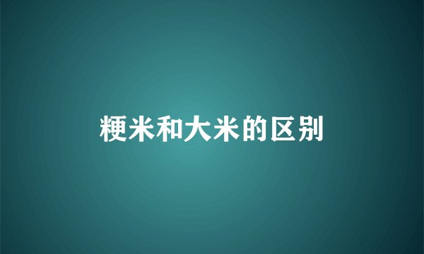 粳米和大米的区别