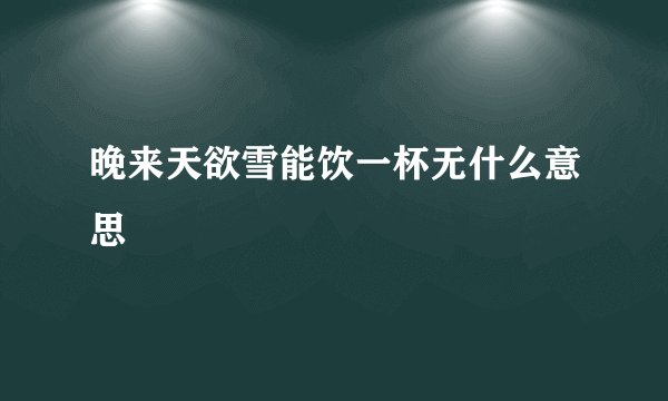 晚来天欲雪能饮一杯无什么意思