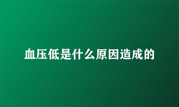 血压低是什么原因造成的