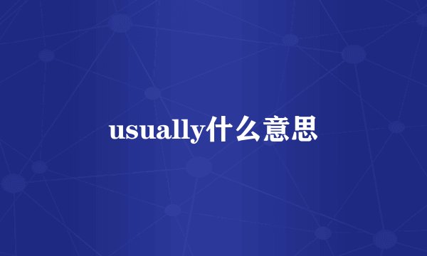 usually什么意思