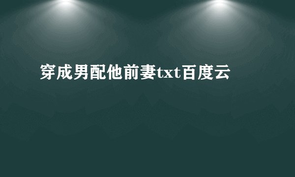 穿成男配他前妻txt百度云