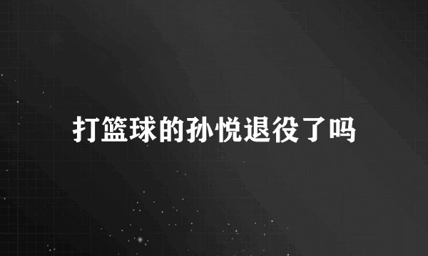 打篮球的孙悦退役了吗