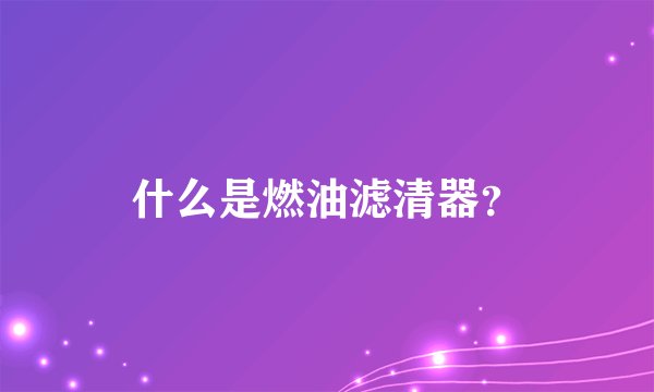 什么是燃油滤清器？