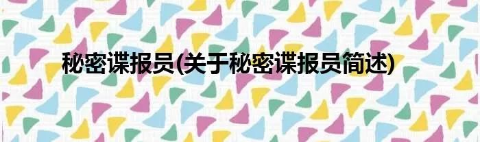 秘密谍报员(关于秘密谍报员简述)