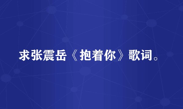 求张震岳《抱着你》歌词。