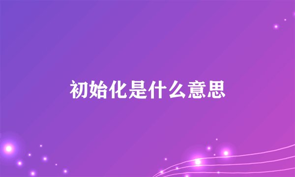 初始化是什么意思